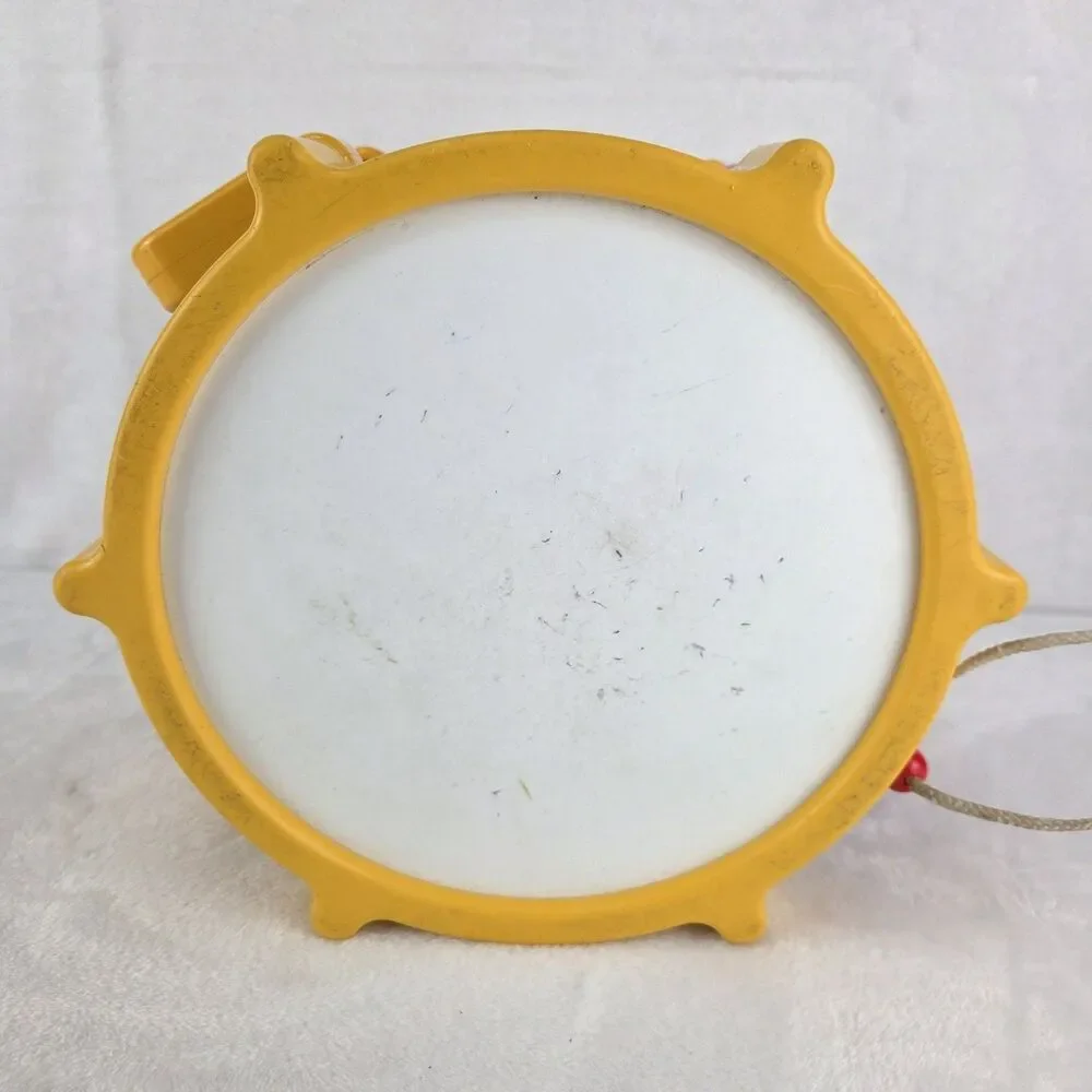 Vintage Little Tikes Rhythm Drum Turn Crank Drumstick Music Blue Yellow Red Toy